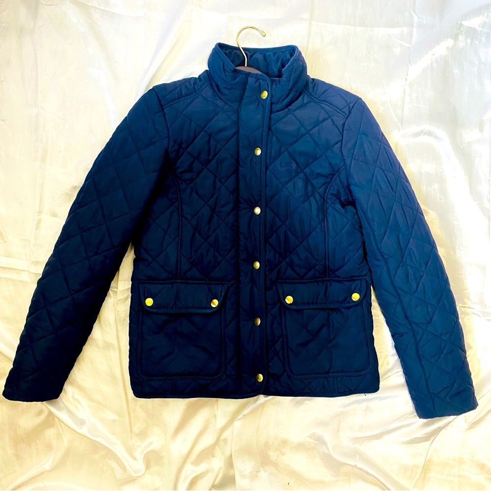J Crew Womens Navy Blue Quilted Jacket Size Small